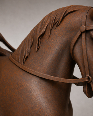 sculpture cheval en acier corten
