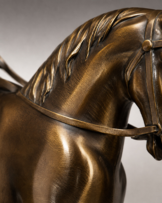 sculpture cheval en bronze patiné