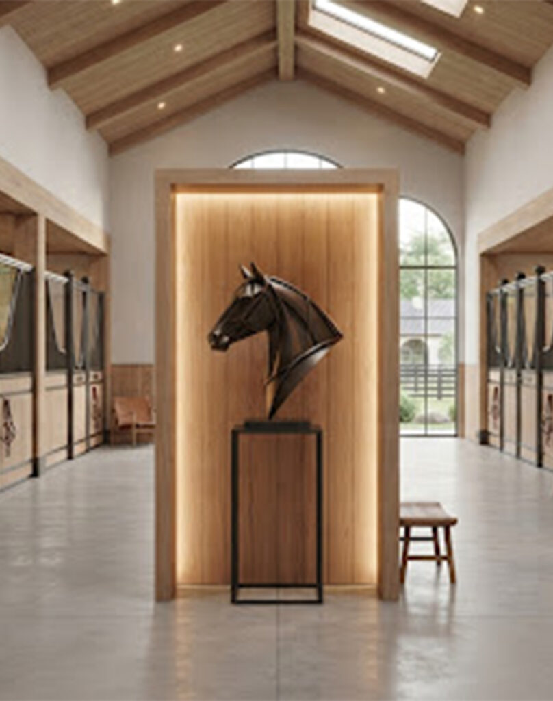 sculpture tête de cheval en métal pour haras